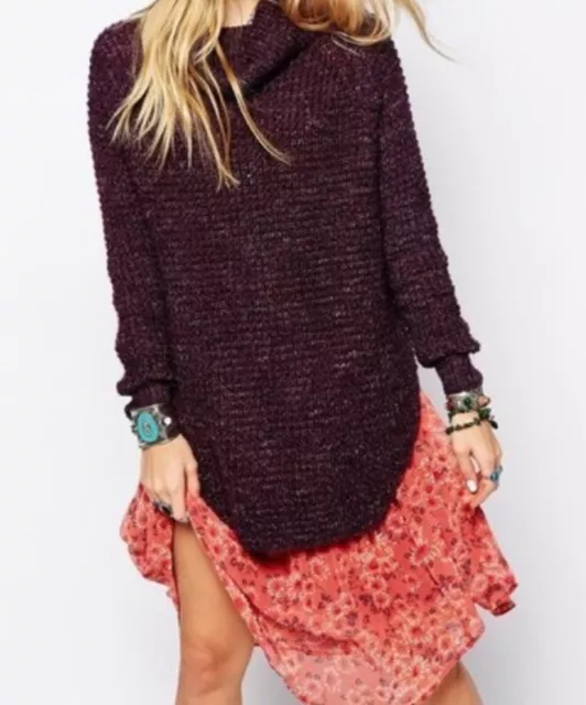 Free People Dylan Tweedy Oversized Cable Knit Sweater M