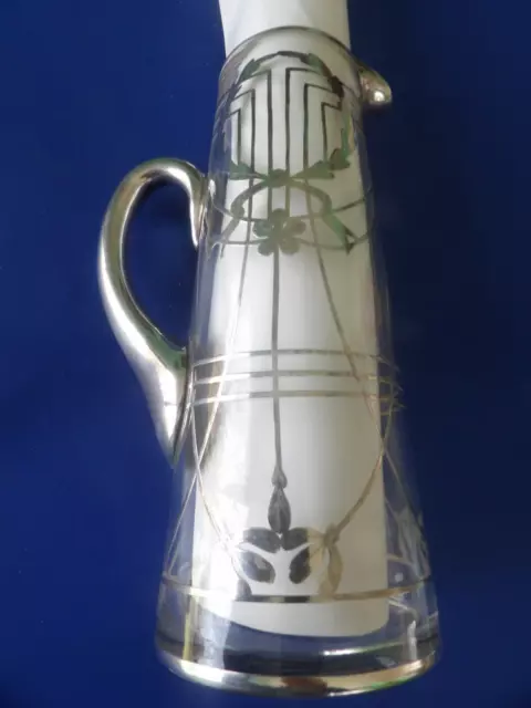 Vintage Sterling Silver & Clear Glass Pitcher 10+" Florals, Leafage & Wreath