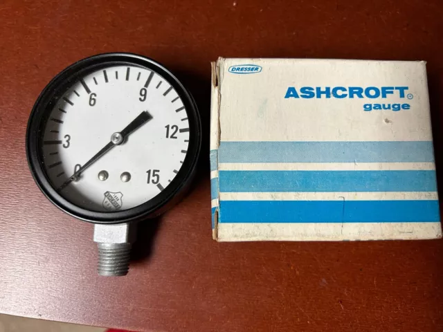 Ashcroft Pressure Gauge 0-15 Psi White Face 2 1/2" 1/4 Npt