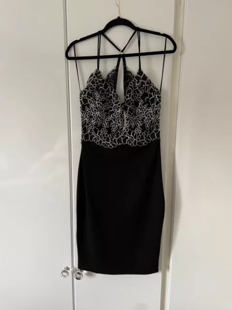 River Island Women’s Black Cross Back MIDI Dress, Size 12. New With Tags. - Xmas