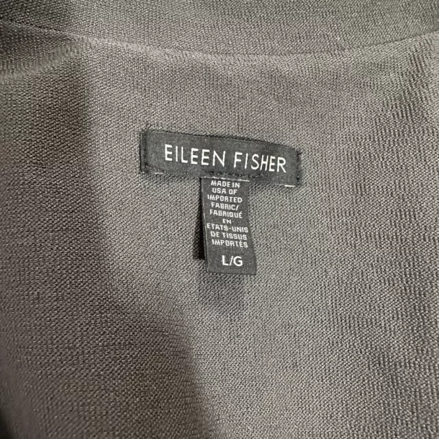 Eileen Fisher Washable Stretch Crepe Jacket Womens L Gray Button Up Long Sleeve 3