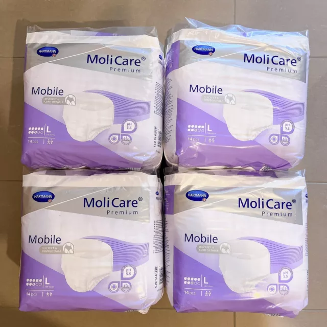 Molicare Premium Mobile Pull-Ups Large 8 Drops - 14 pcs x 4 Packs - Free Postage