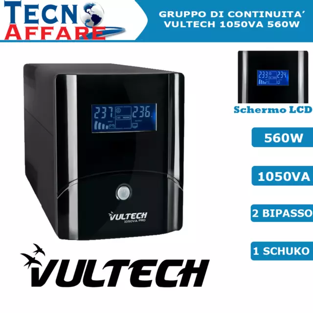 Gruppo di Continuità UPS 1050VA 560W Stabilizzatore Pc DVR Vultech UPS1050VA-PRO