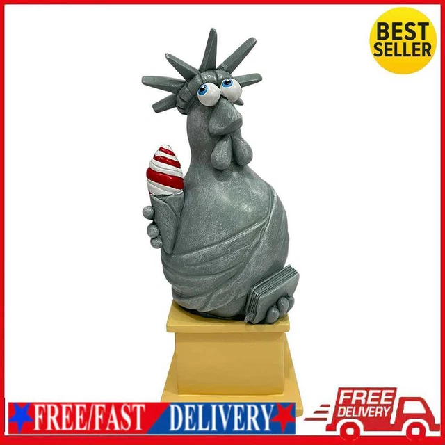 Resin Chicken Statue Funny Cute Chick Figurine Animal Art Sculptures (A)