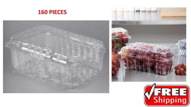 Produce Packaging 4 lb. Clear Vented Clamshell Produce Berry Container 160 PCS