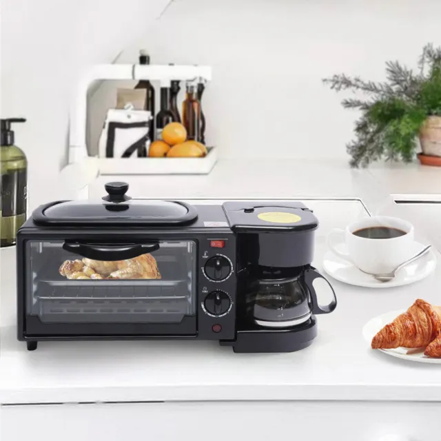 3 In 1 Breakfast Machine Bread Toaster 9L Electric Oven Coffee Maker Pizza Oven