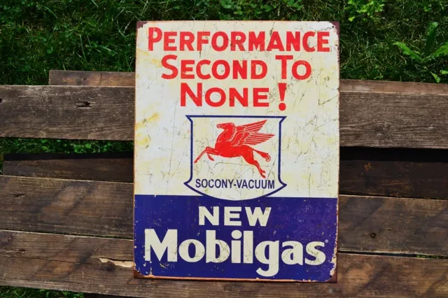 Mobilgas Tin Metal Sign - Mobil - Socony-Vacuum Oil Company - Gas - Pegasus