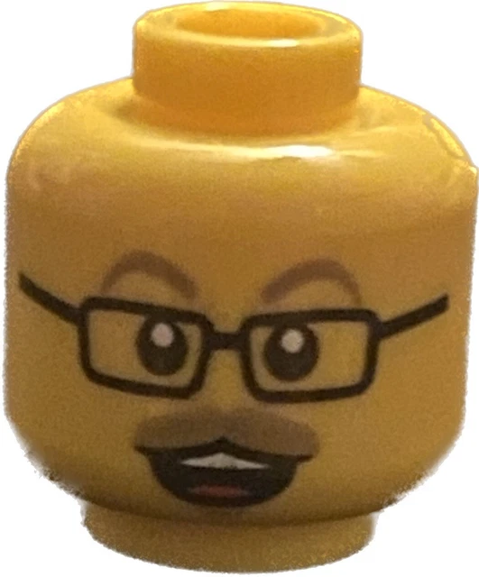 Lego Yellow Head Face Minifigure Male Brown Eyebrows Black Smile Glasses H6