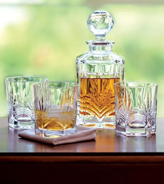 Galway Crystal Kells Decanter and 3 Glasses