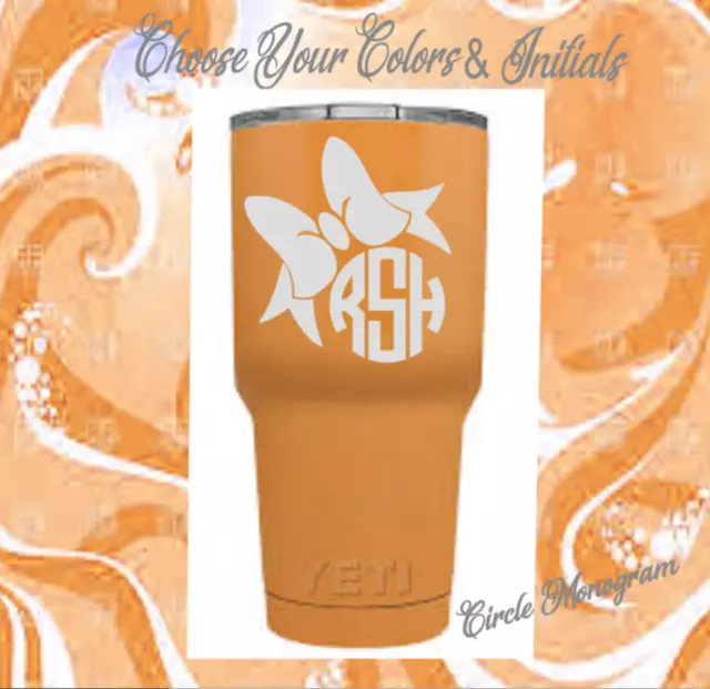 Monogram Vinyl Decal For Your Tumblers,Cups Personalized Sticker Bow & Initials