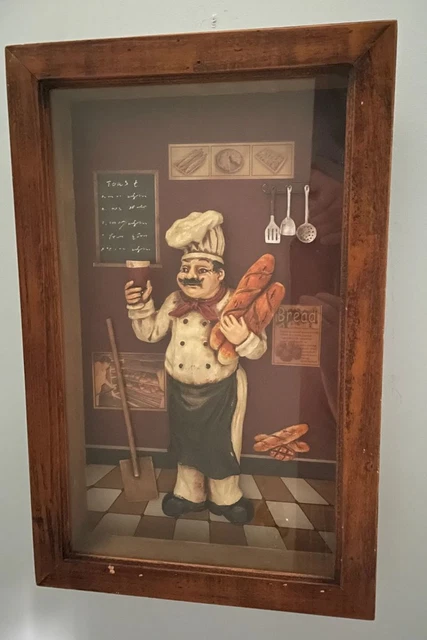 European Chef in a shadow box Vintage Home Decor Chic Decor