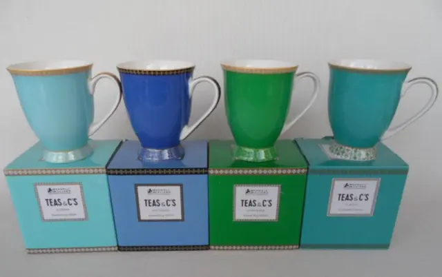 4 x Maxwell & Williams Boxed Teas & Cs classic contessa Kasbah footed mugs