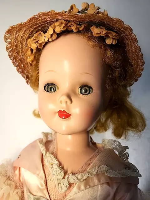 24" American Character Sweet Sue Vintage 50s Walker Doll Head Turns Satin Gown