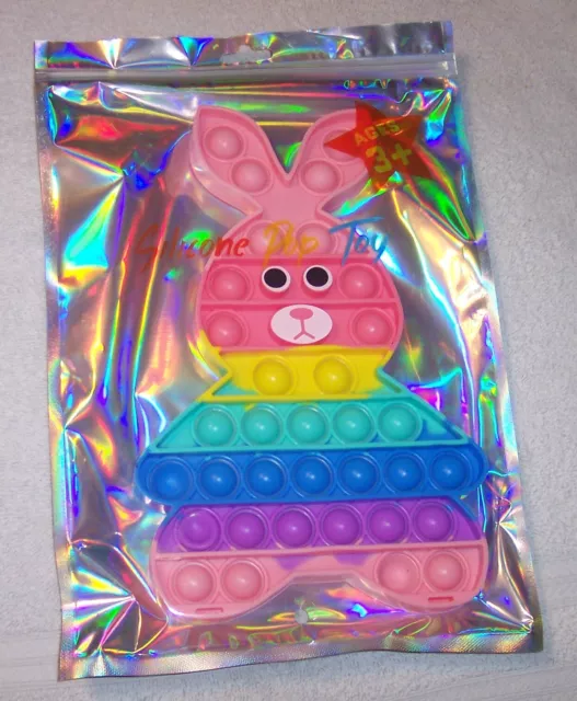 NEW 1 Easter Bunny Rabbit  Silicone Child's Pop It Fidget Toy  Colorful NIP