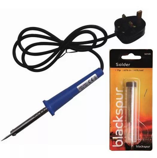 Solder Wire Or Electrical Soldering Iron 30W With Pointed Tip On Stand Holder