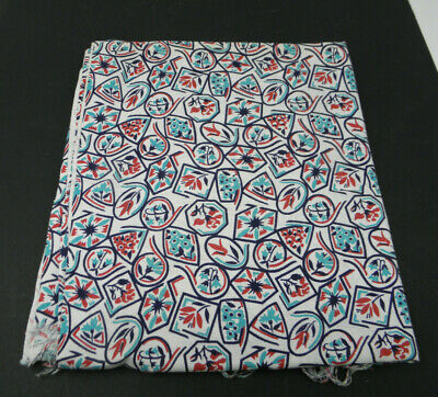 Vintage Open FEED SACK FEED BAG Quilt Fabric - Navy Light Blue Red