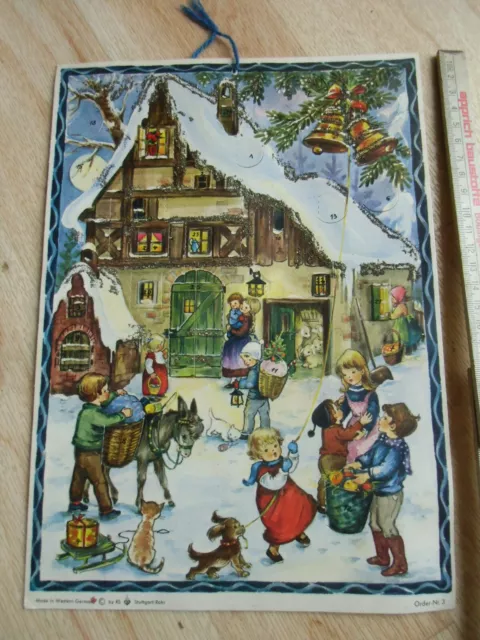 TOP schöner Vintage Adventskalender 60/70 er RS Sellmer , Rohr Order 3 / Kinder