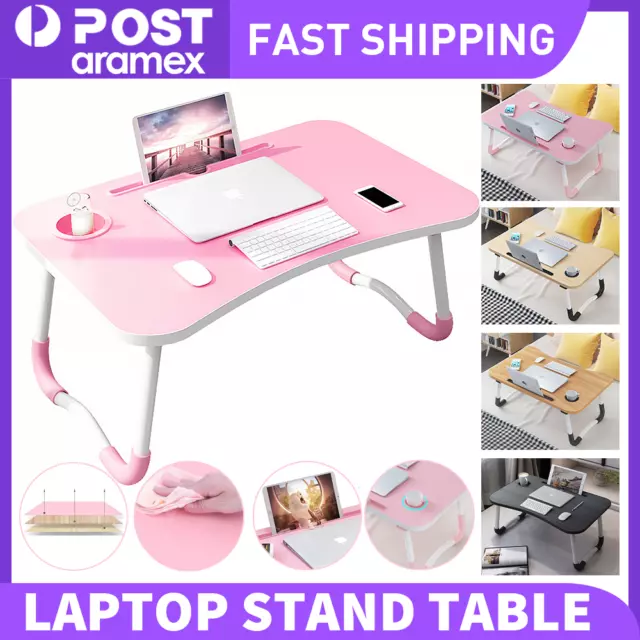 Laptop Bed Table Foldable Lap Standing Desk with Cup Slot for Indoor/Picnic Tray