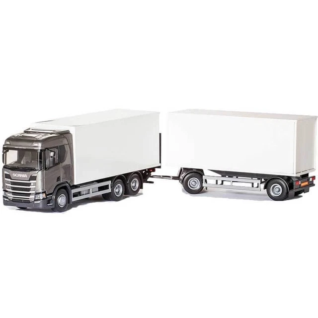 EMEK - Camion bleu avec porte-engin 3 essieux et pelleteuse