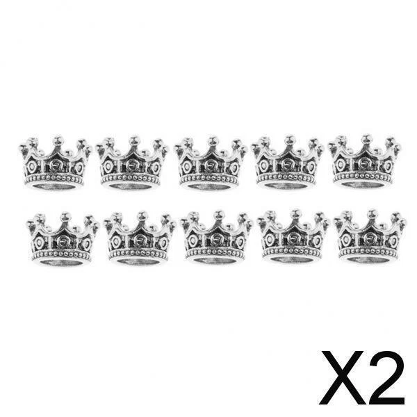 2X 10 Stück Mini Krone Charms Perlen für Schmuckzubehör machen 6 X 11 mm
