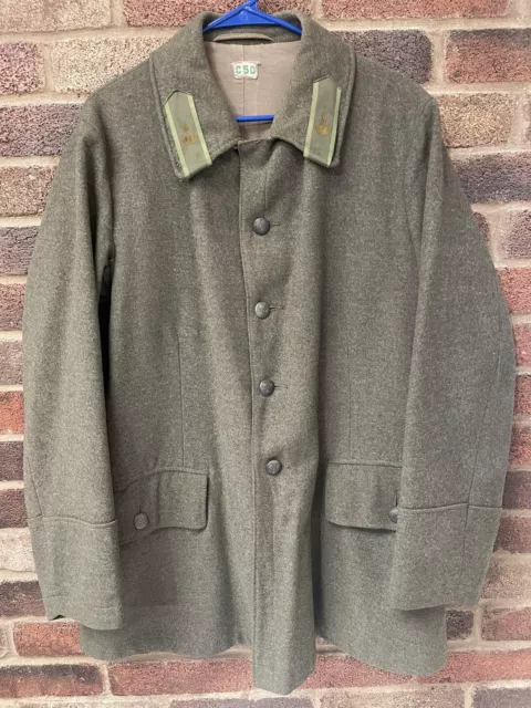VINTAGE 1940S SWEDISH ARMY MILITARY Wool Trench Coat Jacket World War 2 ...