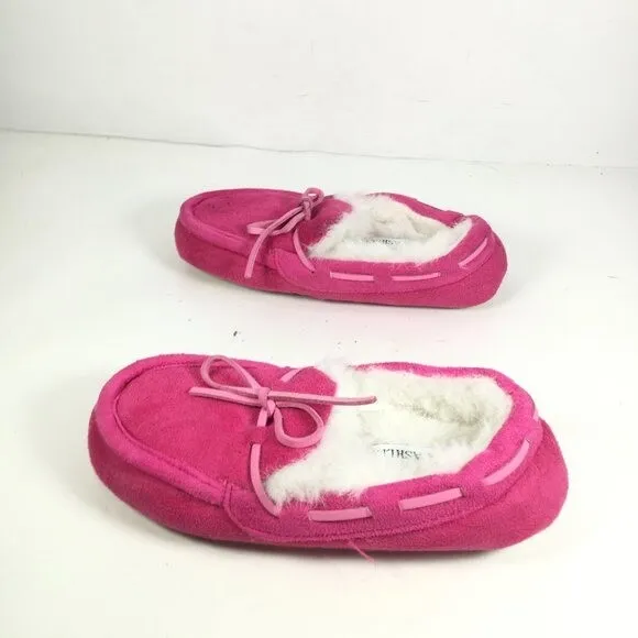 Laura Ashley Kids Girl's Slippers Faux Fur Slip-On Shoes Pink Size Medium 13-1