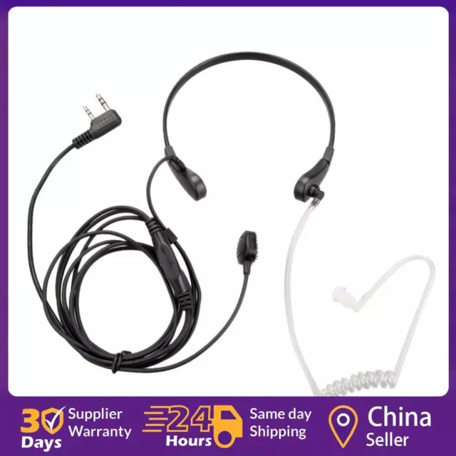 2Pin PTT Throat Mic Covert Acoustic Tube Earpiece Headset for UV-5R ☘️