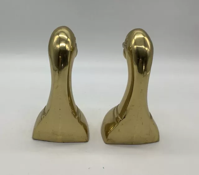 Pair of Vintage Gatco Solid Brass Duck Head Bookends Mallard Paperweight 6.25" 3