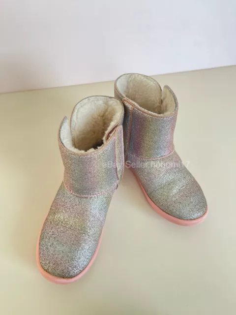 UGG Toddlers Keelan Glitter Shearling Lined Boots Size US 11 Metallic Rainbow