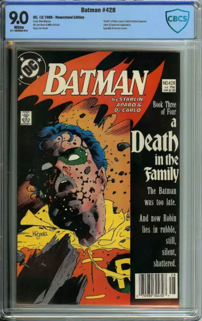 Batman #428 Cbcs 9.0 White Pages / Part 3 "A Death In The Family" 1988 Dc Comics