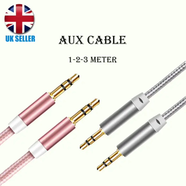 Aux Cable Jack To Jack 3.5Mm Audio Lead Male Stereo 1 To 3m Car PC Phone Plug