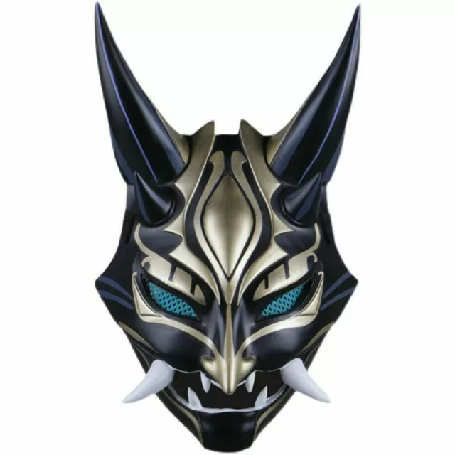 GENSHIN IMPACT YAKSHA Xiao Cosplay Oni Full Face Mask Luminous ...