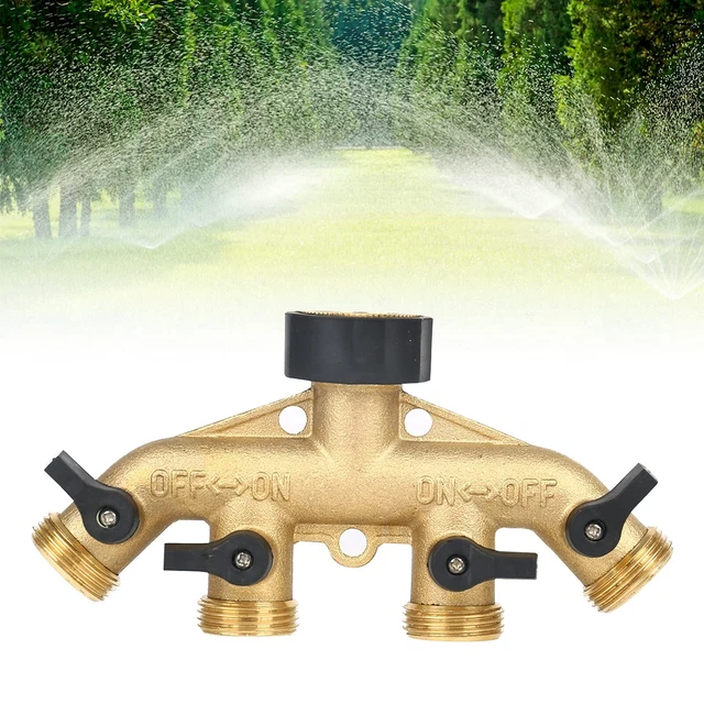 Distributore di acqua a 4 vie, 3/4", 4 vie, adattatore per rubinetto esterno,