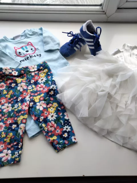 Bundle Baby 0 to 3 Months Cath Kidston Adidas Dress Romper Leggings And Shoes