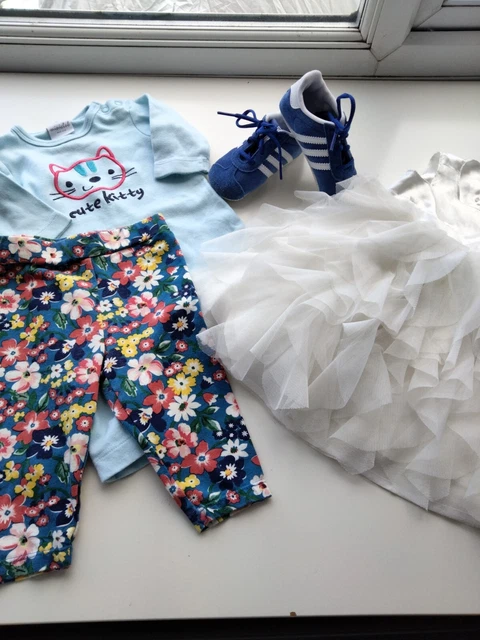 Bundle Baby 0 to 3 Months Cath Kidston Adidas Dress Romper Leggings And Shoes