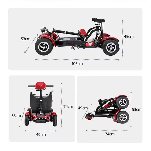2025 ELECTRIC MOBILITY Scooter Motorised 4 Wheel Folding Portable with