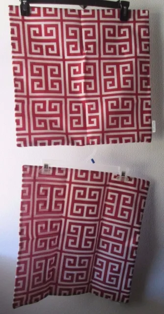 2  Throw Pillow Case Zip Covers Geometric Matrix Burgundy Red White 17"