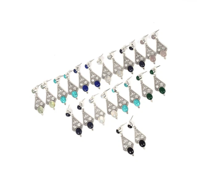 Wholesale 925 11PR Solid Sterling Silver Turquoise Mixstone Stud Earring Lot u87