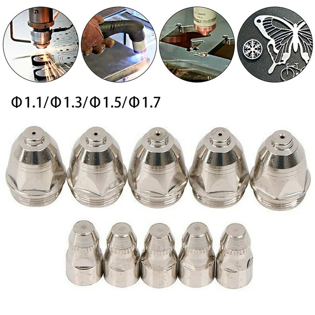 10pcs Plasma Torch Consumes Nozzle-Tip Electrode P-80 Copper 1.1-1.7mm Nozzle