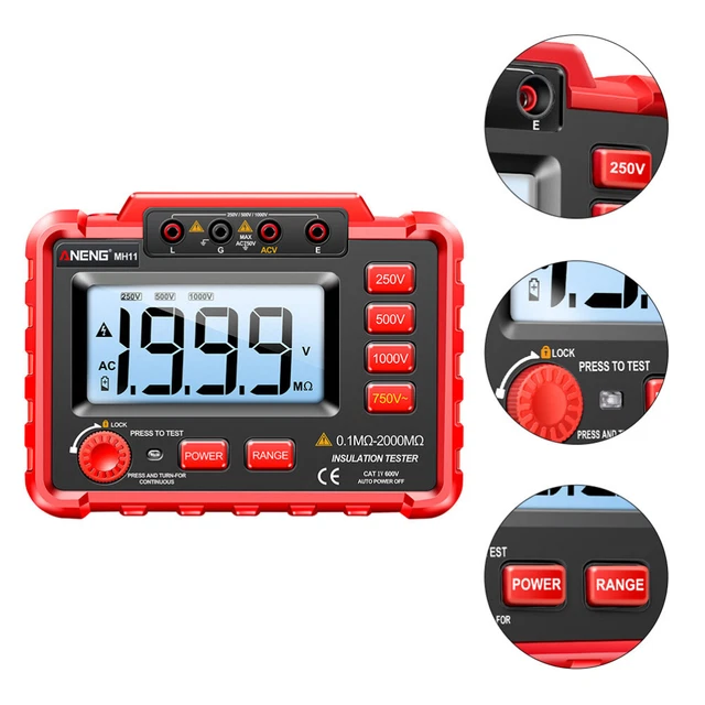 Tester isolamento multimetro tester resistenza al suolo retroilluminazione misuratore megohm