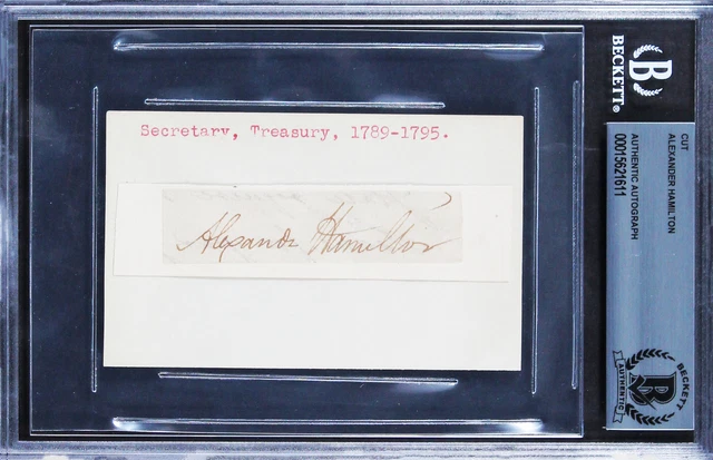 Alexander Hamilton Authentic Signed .75x3 Cut Signature BAS Slabbed