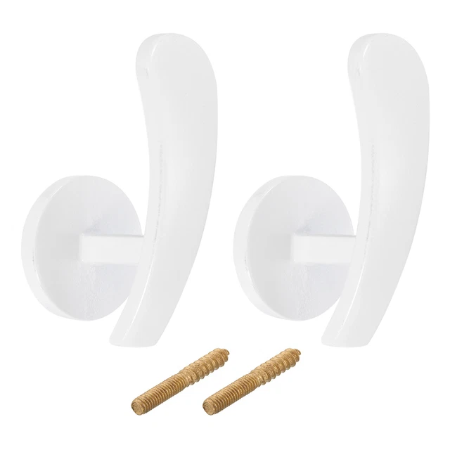2Pcs Aluminum Alloy Wall Mounted Curtain Holdback Drapery Holder Hook, White