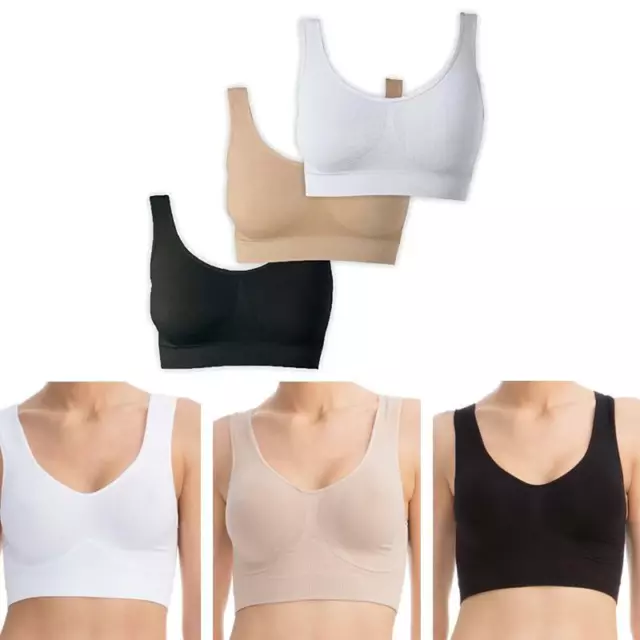 3 Reggiseno sportivo Top donna nero bianco palestra fitness beige