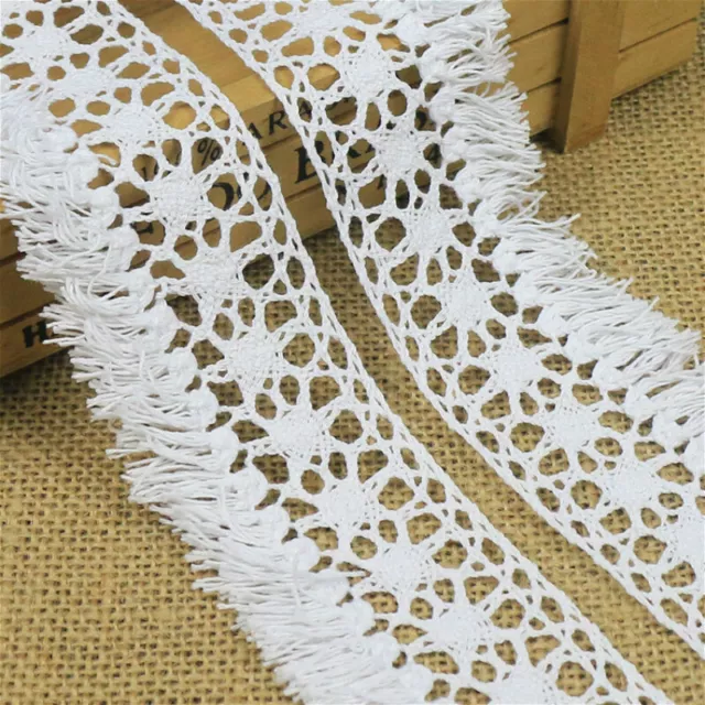 10 Yard Tassels Trimming Fringe Cotton Edging Sewing Trim Ethnic Boho White 3