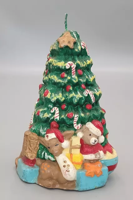 Figura de vela de cera vintage de los años 80 estrella árbol de Navidad parte superior bastones de caramelo osos de peluche