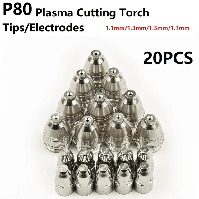 20 pezzi parti soggette a usura 1,1-1,7 mm per bruciatore da taglio al plasma P-80 taglierina al plasma
