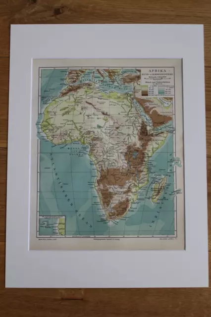 Grafik Chromo-Lithographie von 1894 alter Druck alte Landkarte von Afrika