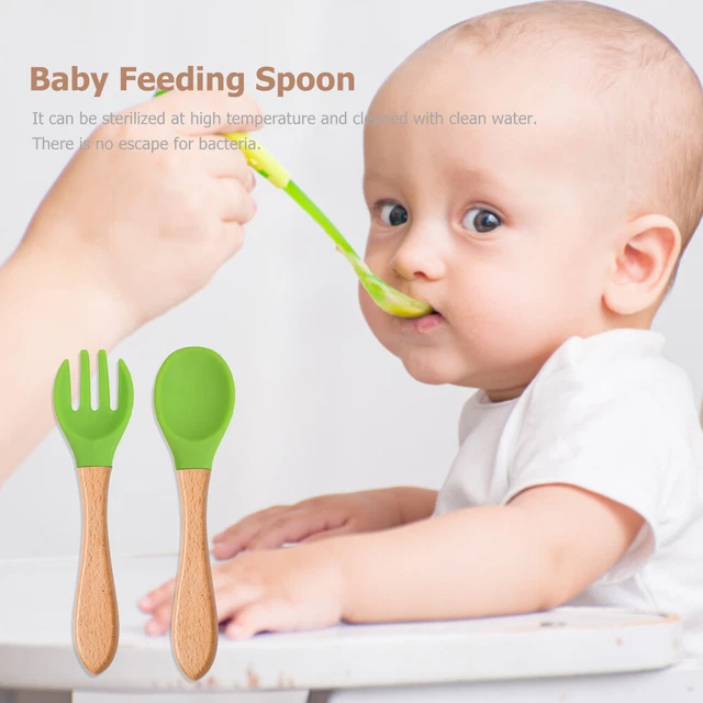 Baby Wooden Silicone Feeding Spoon Toddlers BPA-free Tableware (7) 3