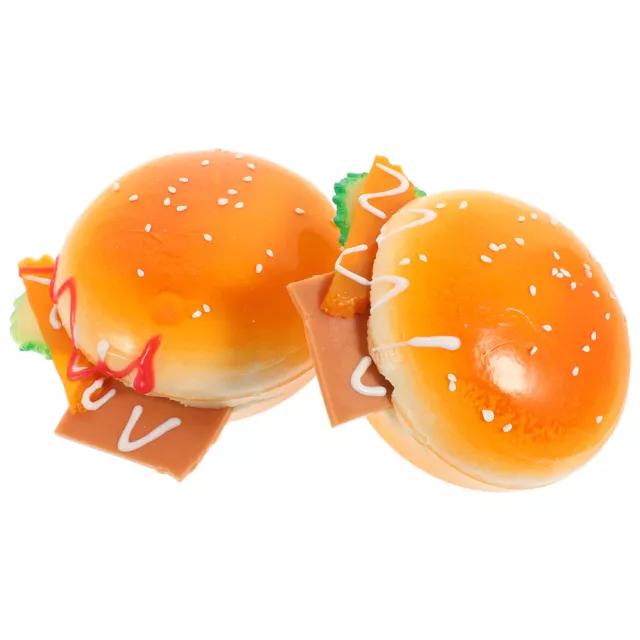 2 Pcs Hamburger Model Ornaments Display Models Simulation Artificial Bread Fake