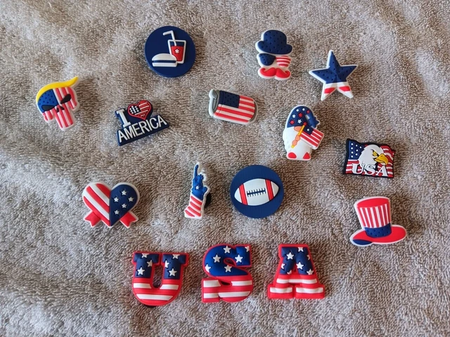 Patriotic Shoe Charms for Crocs 15 Pieces